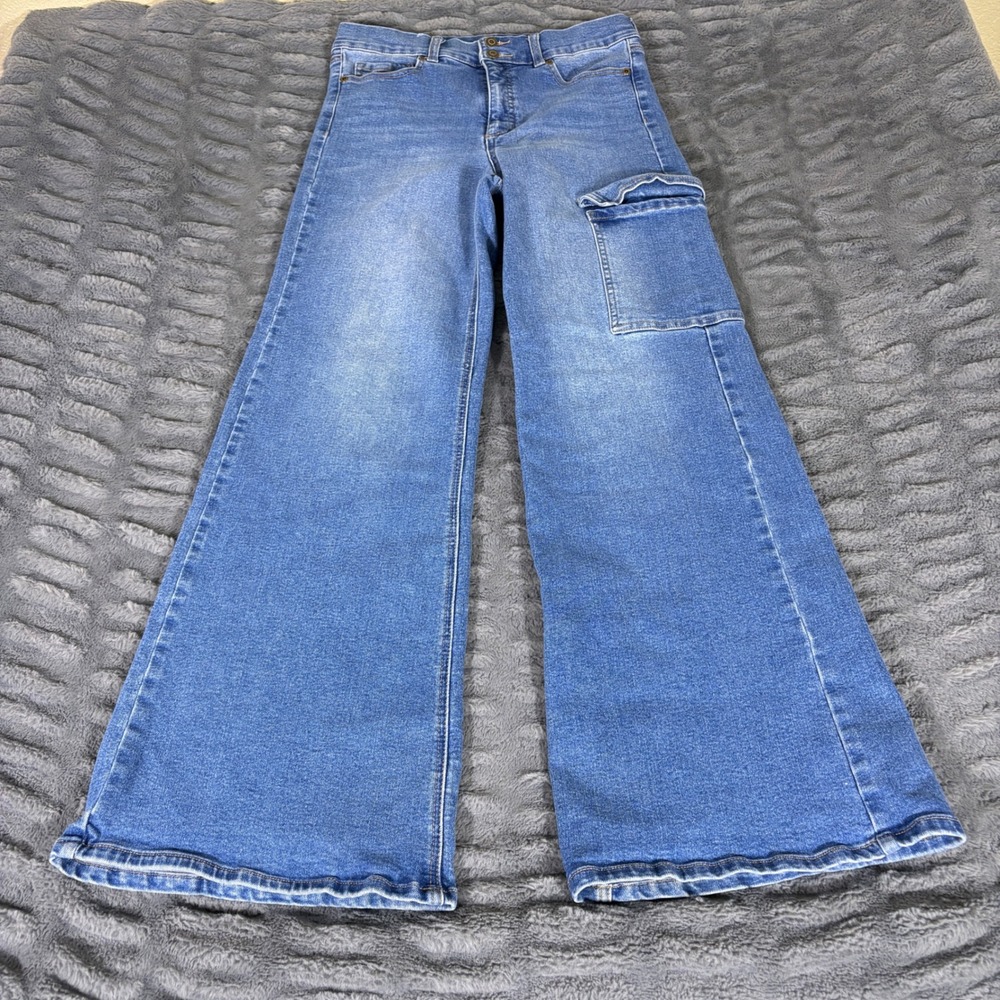 Sofia by Sofia Vergara Margot Wide Leg Cargo Jeans Blue Medium Wash Size 8